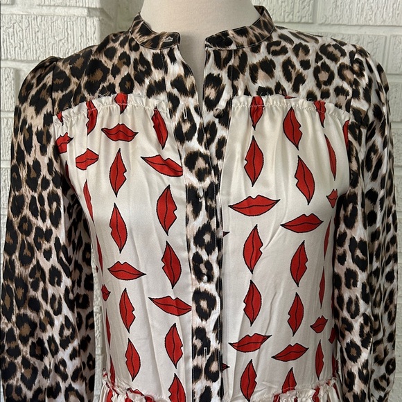 LA PRESTIC OUISTON- Flore kiss print with leopard print silk maxi dress - Picture 2 of 10